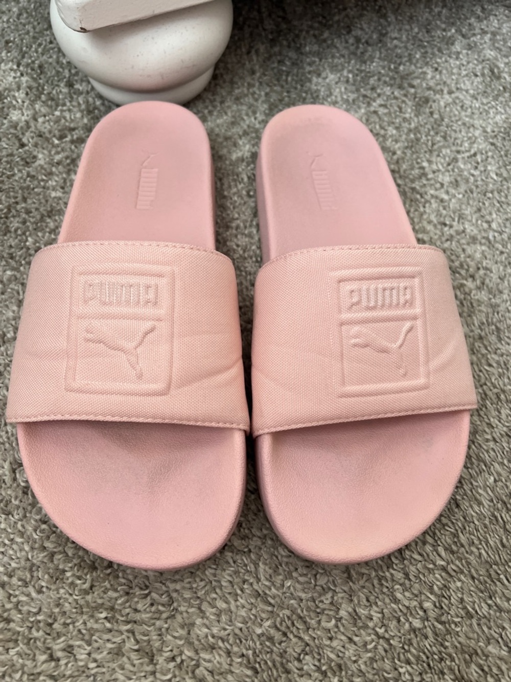 Puma Leadcat sliders with embossed logo in pink